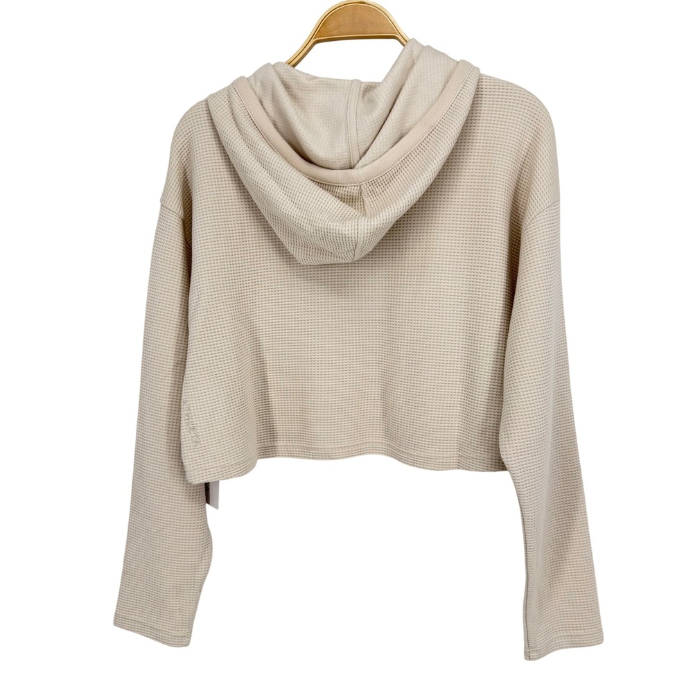 Athleta Tranquil Waffle Hoodie Womens Small Beige New Cropped Relaxed 769577